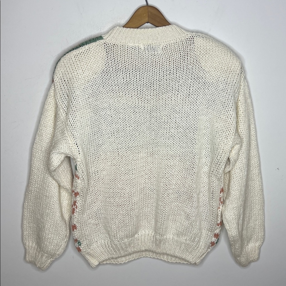 Vintage 80s Fair Isle Sweater Cozy Cottagecore Mock Neck Knit - Picture 4 of 11